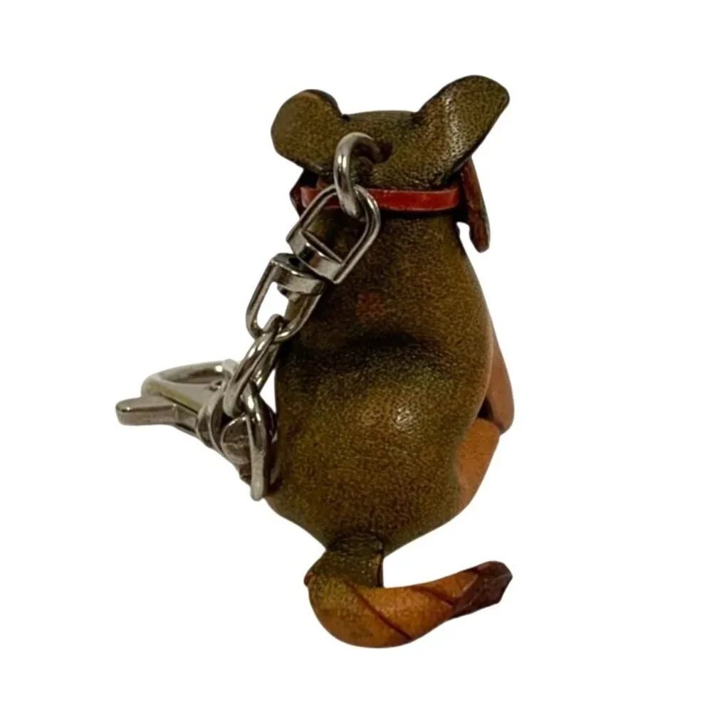 Handcrafted Leather Black Tan Labrador Rottweiler Dog Keychain Purse Charm